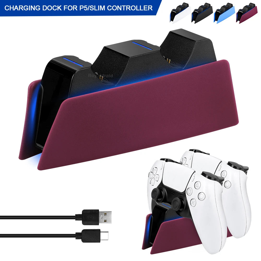 NEW Fast Dual Charging Station for PS5 Dual Wireless Game Controller Handle Charging Dock Stand for PS5 Slim Gamepad W LED