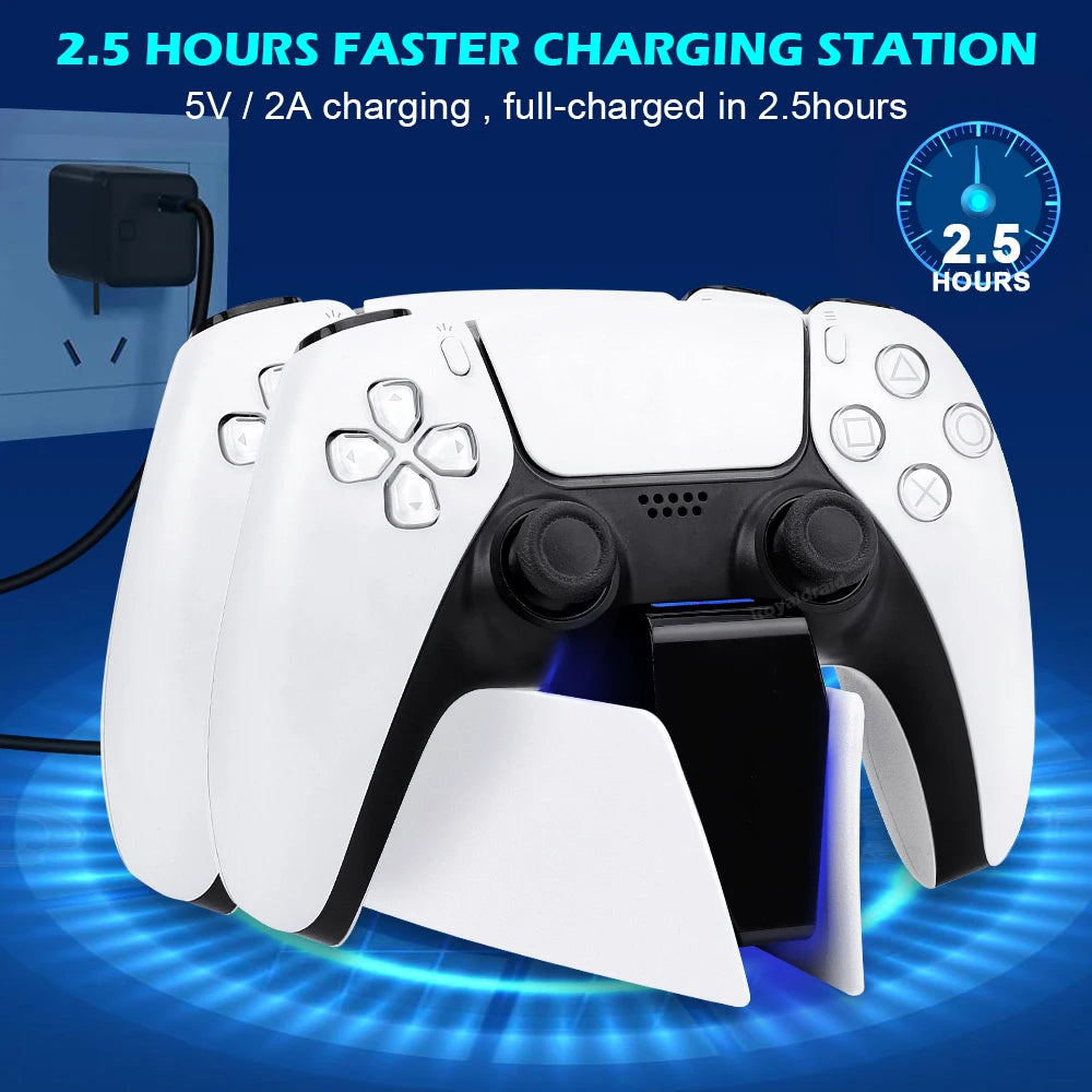 NEW Fast Dual Charging Station for PS5 Dual Wireless Game Controller Handle Charging Dock Stand for PS5 Slim Gamepad W LED