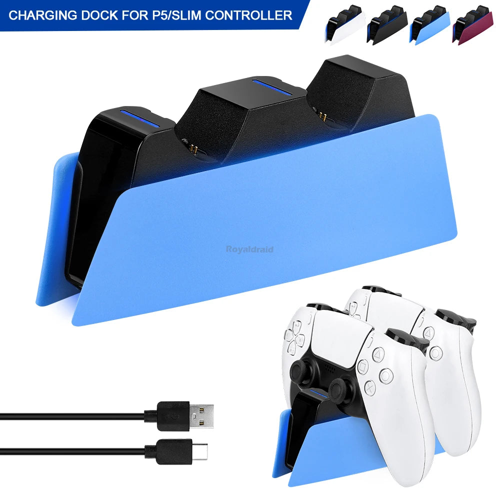 NEW Fast Dual Charging Station for PS5 Dual Wireless Game Controller Handle Charging Dock Stand for PS5 Slim Gamepad W LED